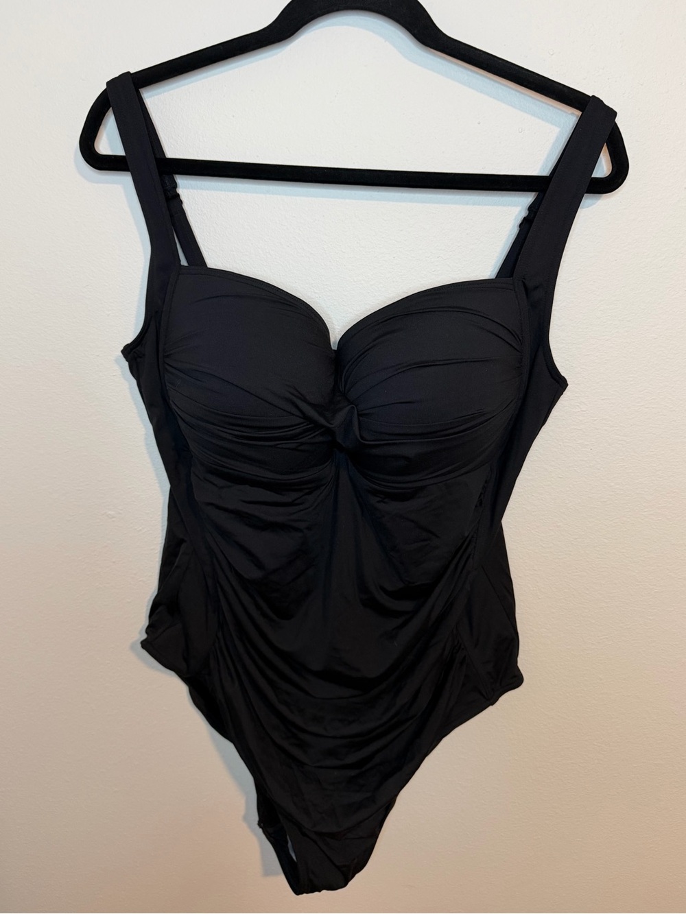 Sea level swim Essentials Twist Front Black Ruched One-Piece Swimsuit